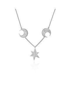 Meteorite falling star and silver necklace
