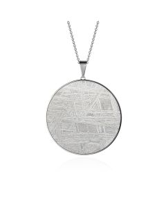 Meteorite crop circle crescent moon pendant in silver